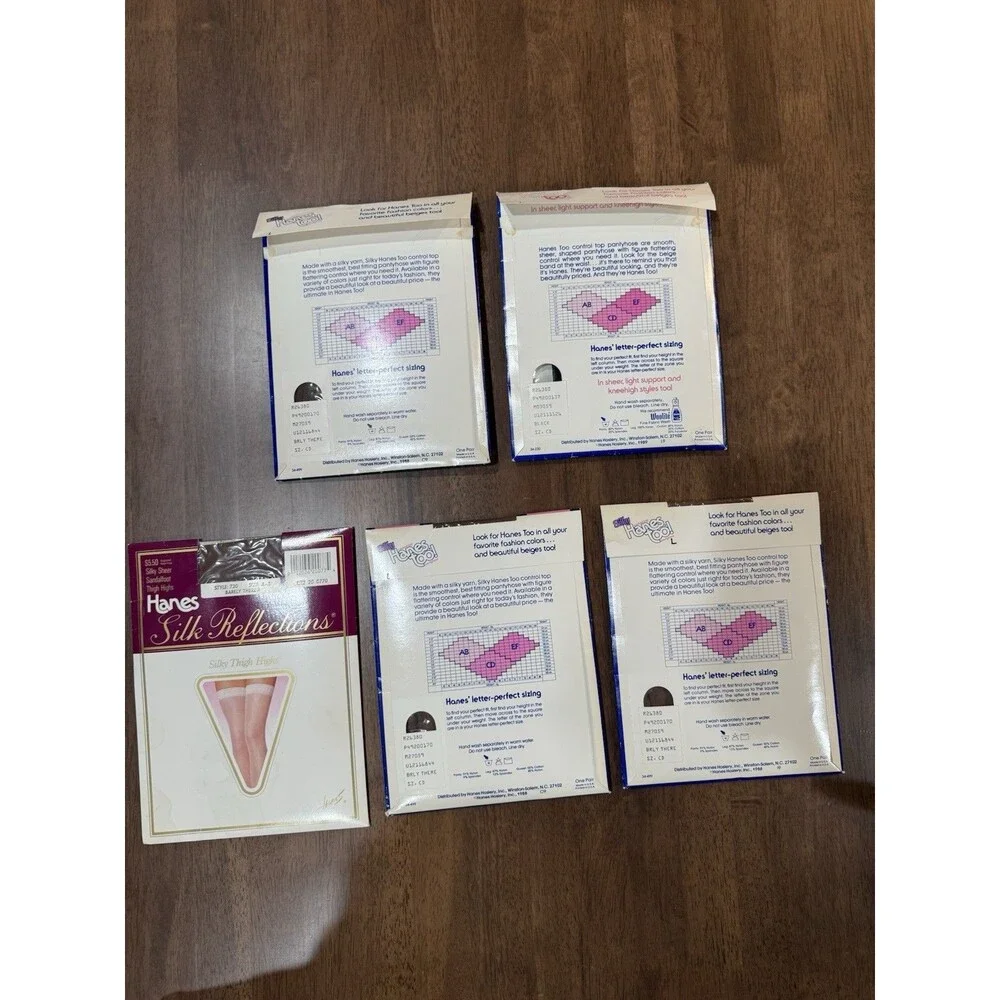 Vintage Hanes Too Pantyhose & Silk Reflections Thigh Highs Bundle AB/CD 89-88-90
